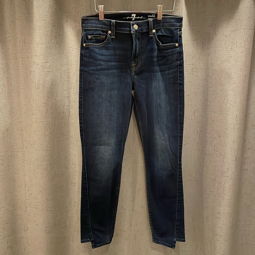 Seven 7 for all Mankind Ankle Gwenevere High Rise Skinny Jeans Asymmetrical Hem